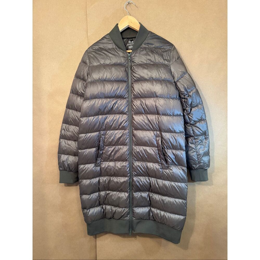 TNA Glenmore Jacket, Long Puffer, in Olive Green